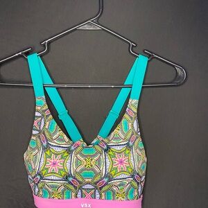 VSX Multicolor Patterned Sports Bra with Teal Straps
